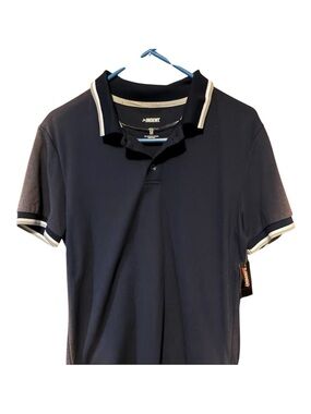 NWT INDENT Men's Navy Polo with White Trim And Gray Contrast Tipping Trim
